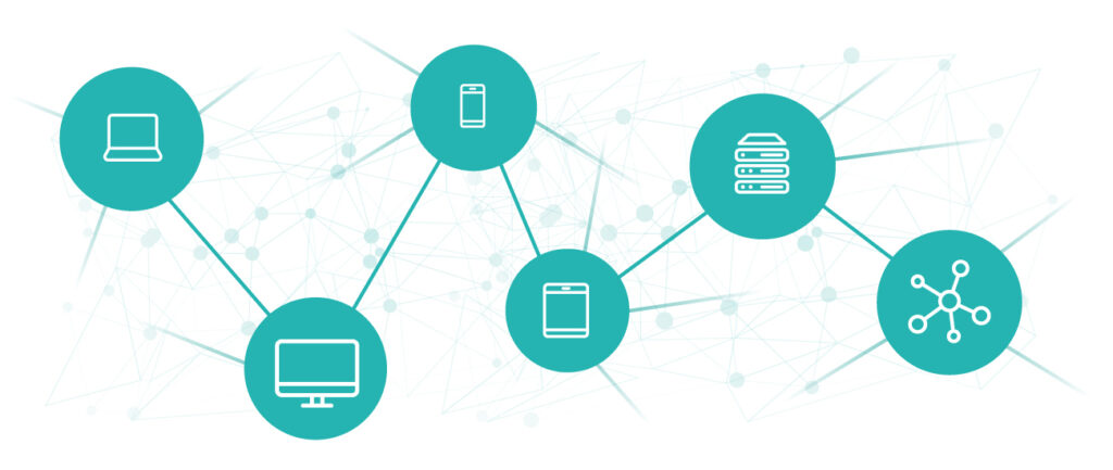 Illustration of common endpoints such as laptops, desktops, tablets, and servers.